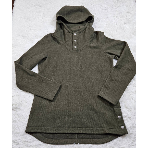 The North Face Womens Olive Green Snap Button Knit Stitch Hoodie Sweatshirt Sz S - Picture 3 of 12